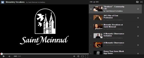 Screenshot of the monastery vocations YouTube playlist.