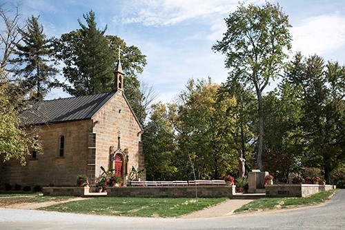 A photo of the exterior of the Monte Cassino Shrine.